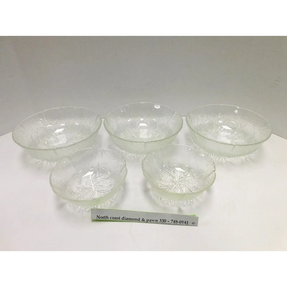 Vtg Set of 5 Arcoroc France Glass Bowls Country Wheat Pattern DW85
